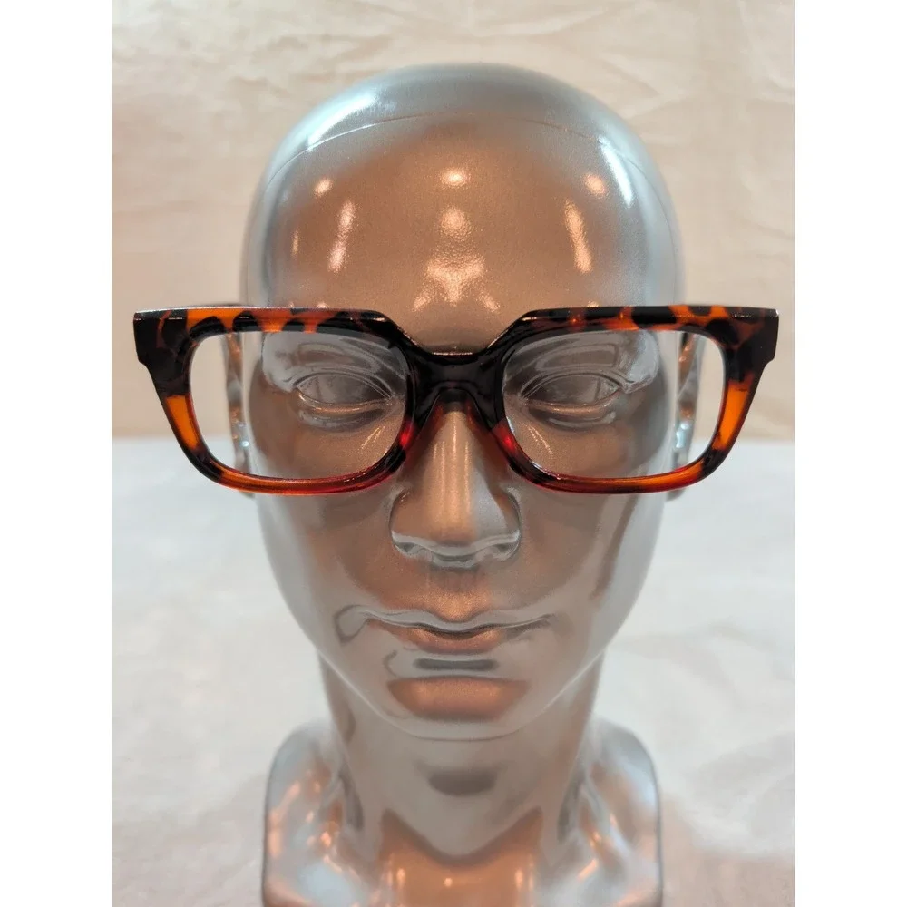 Tortoise‎ Shell Rectangular Eyeglass Frames Chunky Brn Amber Glasses Frames Only